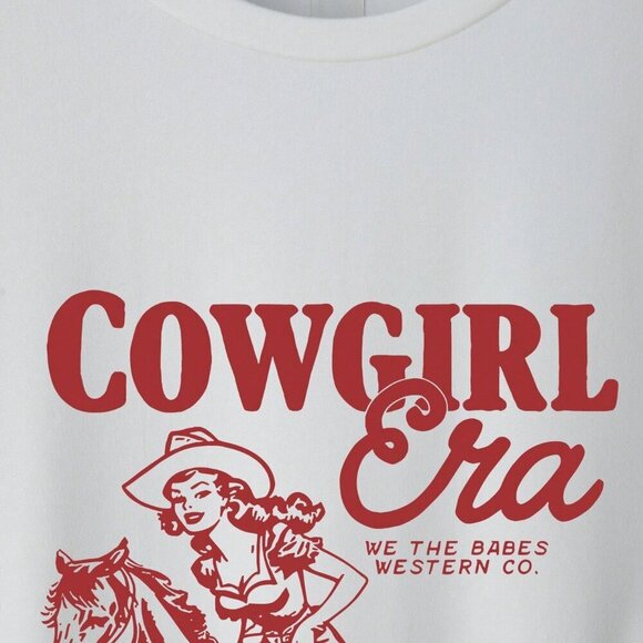 White Casual Women's Slogan & Figure Print Oversized Round Neck Short Sleeve T-S - Picture 6 of 6